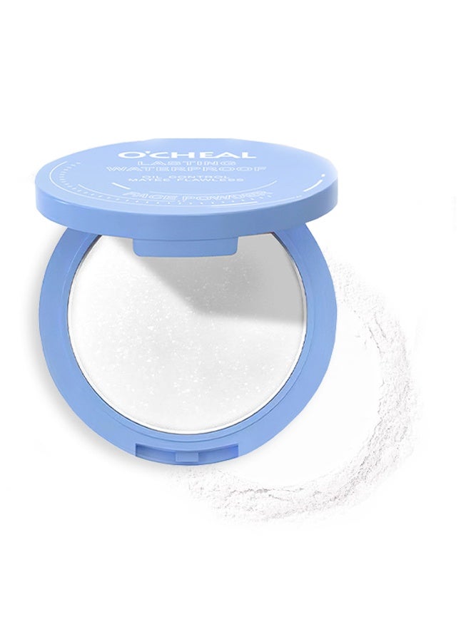 OCHEAL Lasting Waterrpoof Pressed Powder, Invisible Pores Lasting Waterrpoof Oil Control Face Pressed Powder, Matte Ultra Flawless Finish Makeup,Hide Pores Lightweight Longlasting Setting Powder with Puff,Waterproof Natural Coverage, Smooths Pores & Lines for All Skin ,(03#Pearlescent White 10g) - Image 1